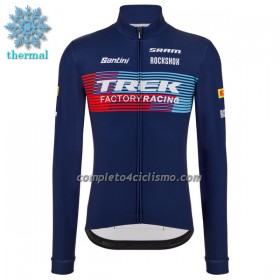 Maglia 2023 Trek Factory Racing XC Manica Lunga Winter Invernale Blu Scuro